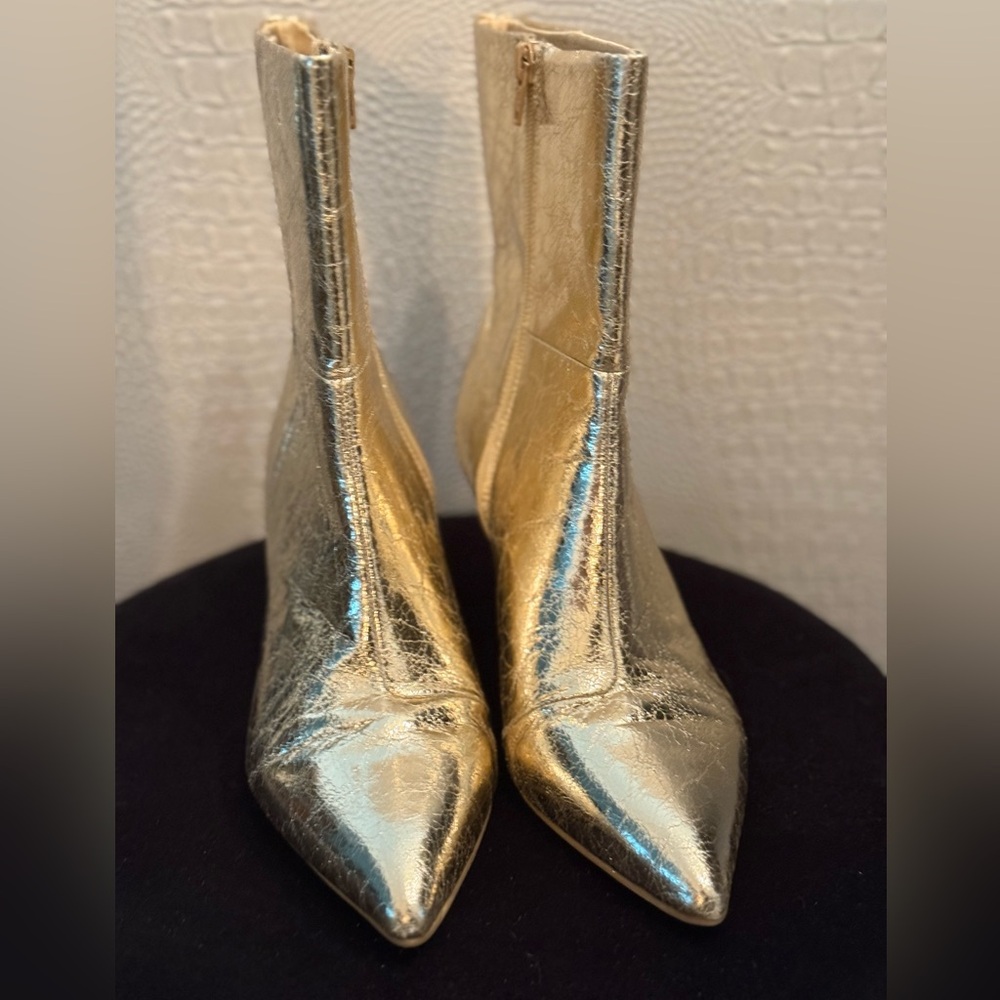 DV by Dolce Vita Metallic Gold Pointed Toe Ankle Boots